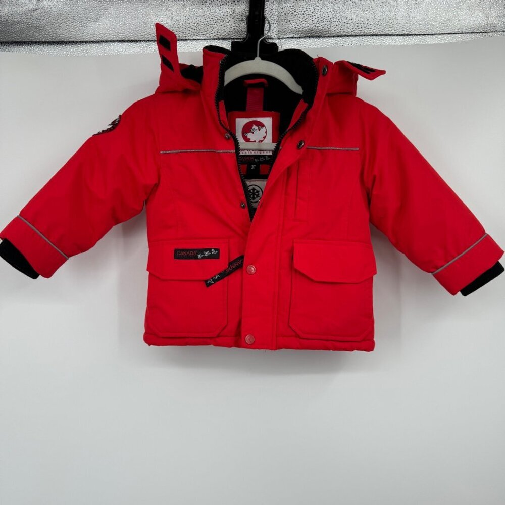Canada Weather Gear Girls Full-Zip Winter Jacket coat hood  red girls size 3T wa